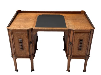 Art Deco Amsterdamse School Oak Pedestal Desk, 1920s